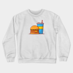Burger And Soda Cartoon Vector Icon Illustration (8) Crewneck Sweatshirt
